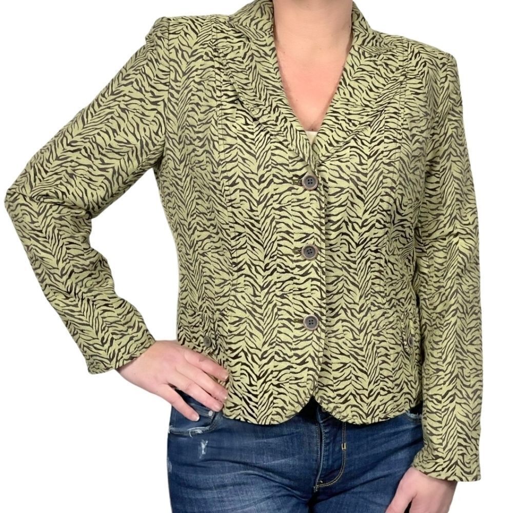 R.Q.T Green and Black Zebra Print Blazer